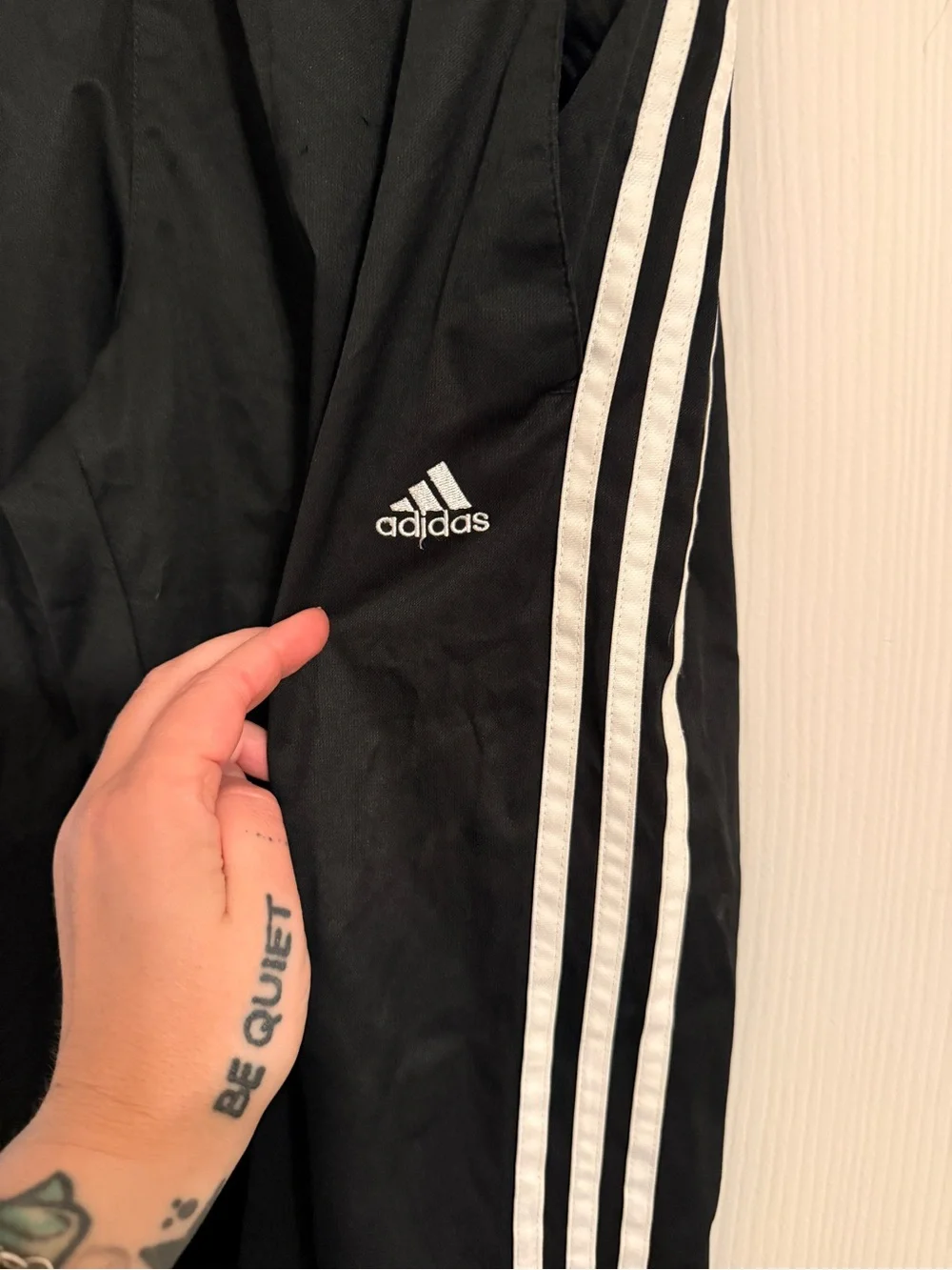 Adidas Climate Black Track Pants with White Stripes